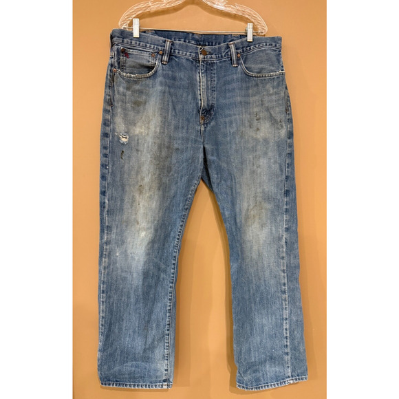 Polo Ralph Lauren Jeans Mens 38x30 Medium 867 Classic Blue Wash Denim Pants - Picture 1 of 8
